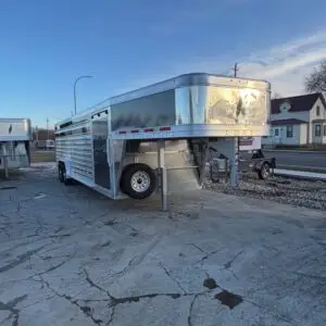 2026 Featherlite 8127-7626 Stock Trailer - Charcoal Nose With Side Ramp